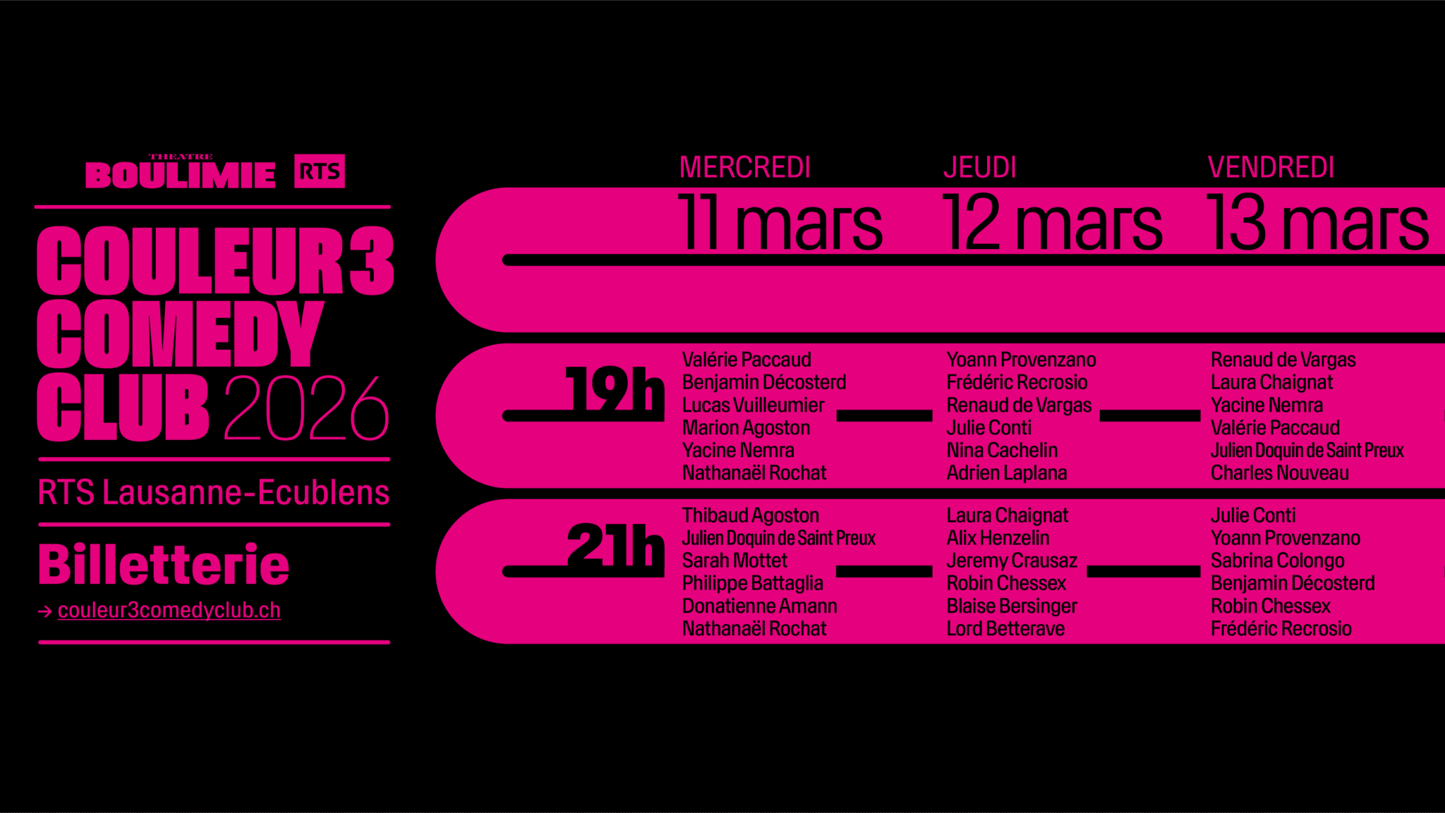 COULEUR 3 COMEDY CLUB 2026